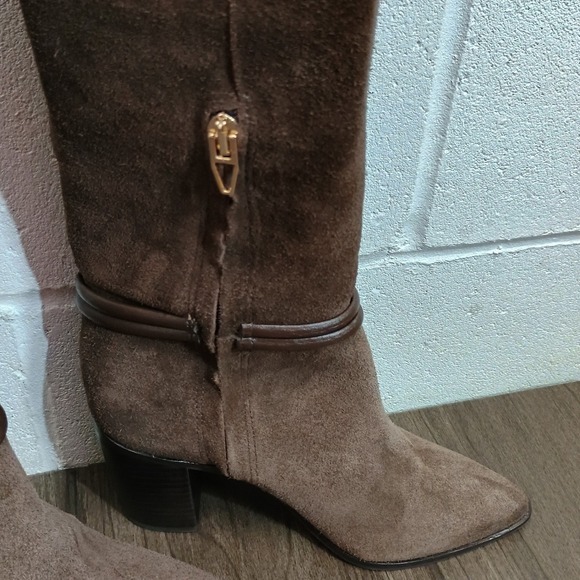 Dolce Vita Brown Suede Knee High Western Boots Pointed Toe Block Heel Zip Size 5 - Picture 16 of 16